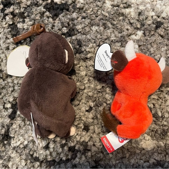 TY Beanie Baby Beanie Bellies MATTEO the Monkey Key Clip & Teenie Boos Snort - Picture 2 of 9